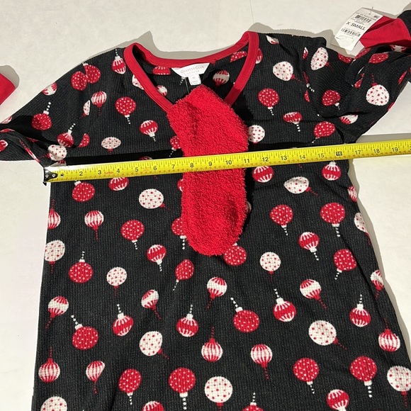 Charter Club Intimates XS Ornaments one piece pajamas with comfy socks NEW! - Picture 5 of 5